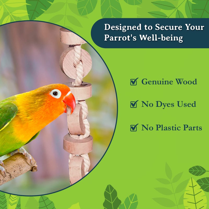 SunGrow Parakeet Wooden Chew Toy, Hanging Wood Cookies for Pecking and Chewing, Great for Parrots, Macaws, African Grays & Conures, 1 Pack - Image 4